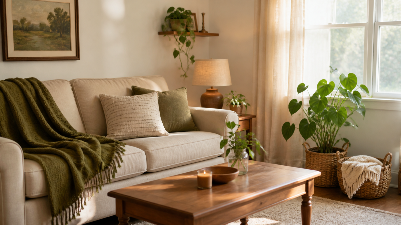 Warm, attainable cozy home on a realistic budget
